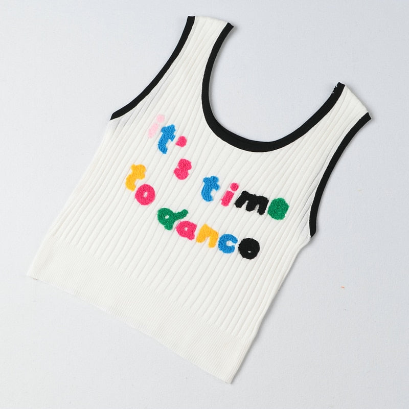 Gothic Tank Top with Embroidered Letters