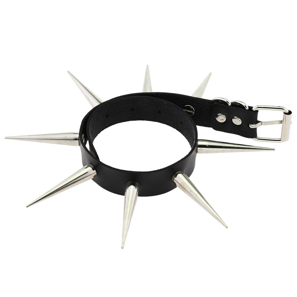 Gothic Choker Necklace - Big Long Spikes with Rivets