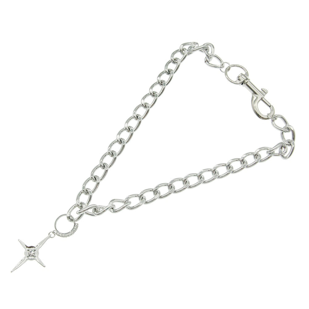 Gothic Chain Necklace with Zirconia Star Pendant