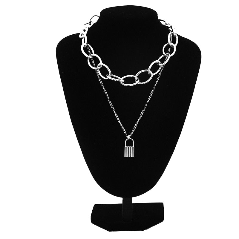 Gothic Choker Necklace - Chunky Chain with Multiple Pendant Options