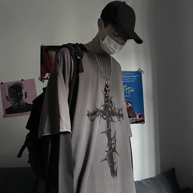 Gothic Style T-shirt with Two-Piece Design