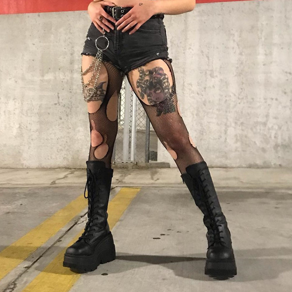 Gothic Punk Thigh High Wedge Boots with Platform
