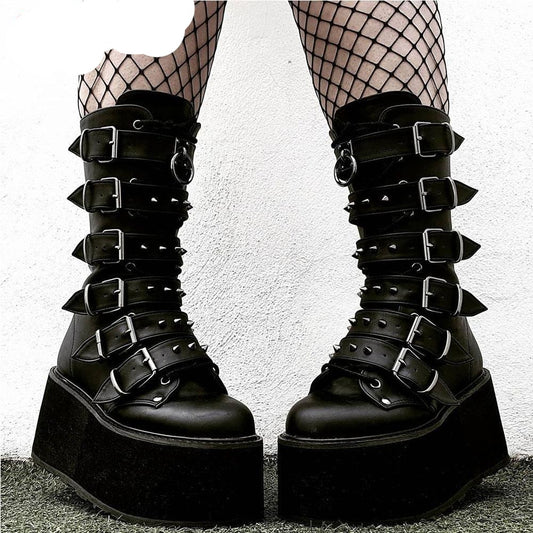 Gothic Mid Calf Boots for Women