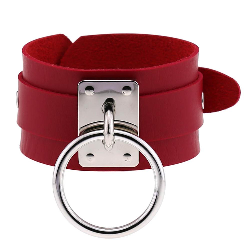 Emo Gothic Leather Wristband with Metal Pendant