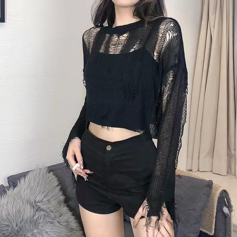 "Fashionable Gothic-Inspired Sweater for Women with a Casual and Loose Fit"