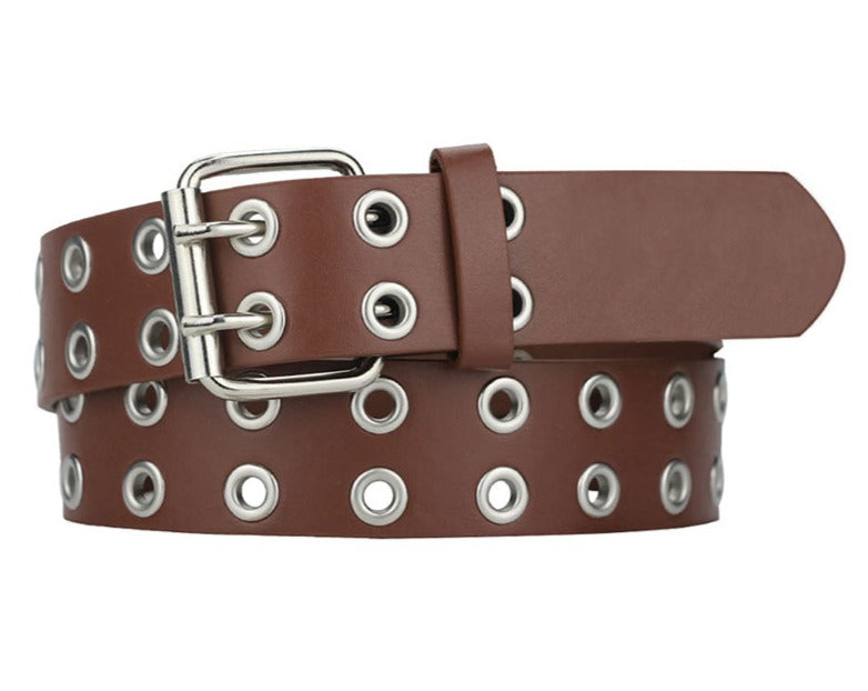 Gothic Leather Waist Belts with Double Pin Buckle