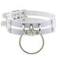 Gothic White Leather Choker Necklace with Multiple Spikes and Pendant Designs