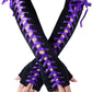 Punk Elbow-Arm Warmer Gloves with Fishnet Mesh and Laces