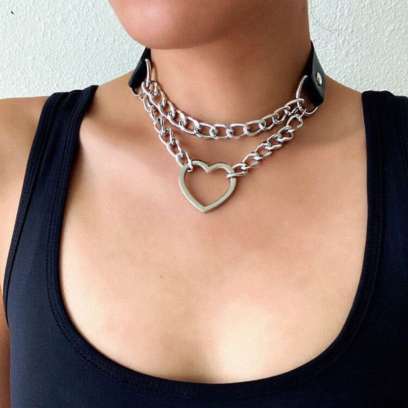 Heart chain Choker Goth