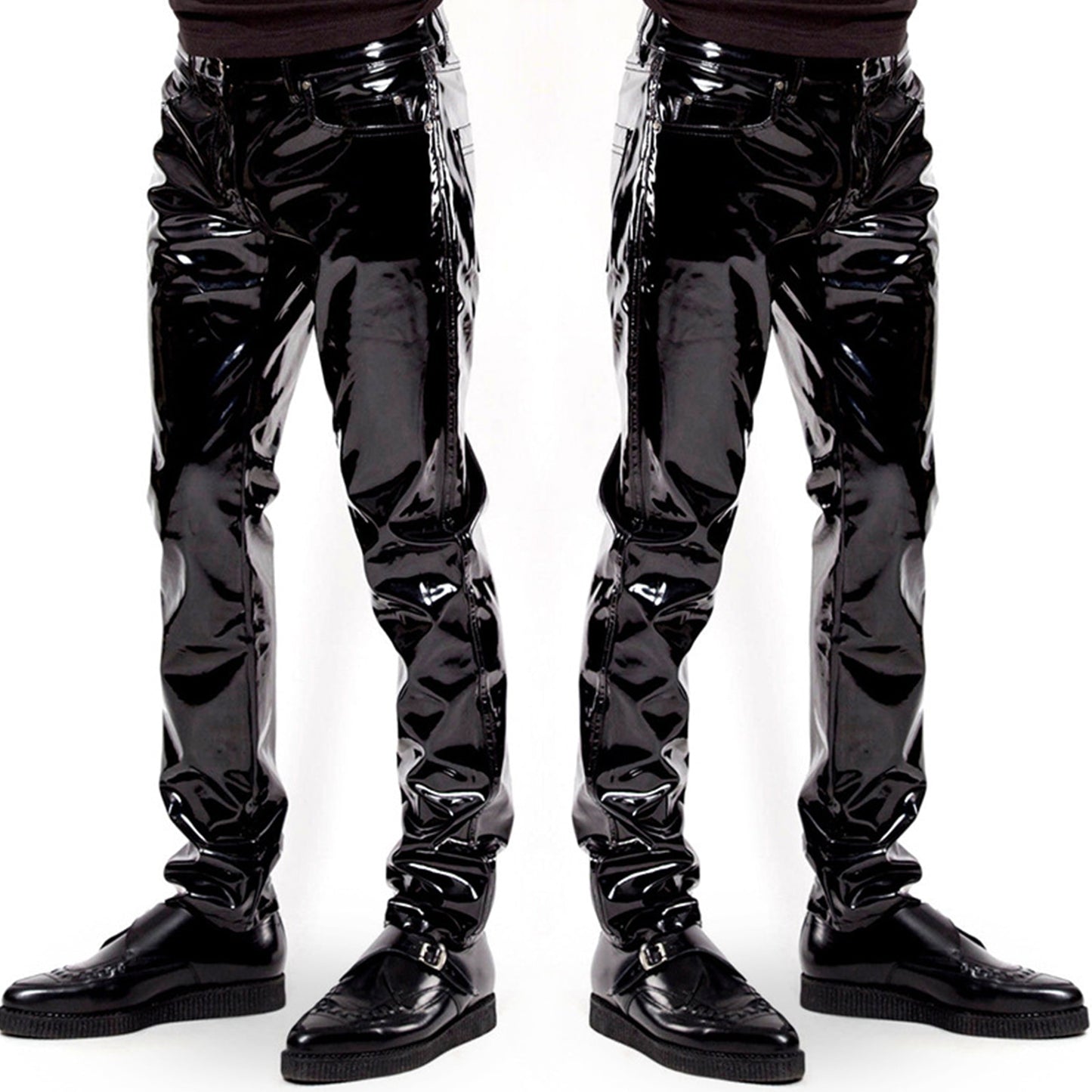 Gothic Faux Leather PVC Pants with Zipper Details