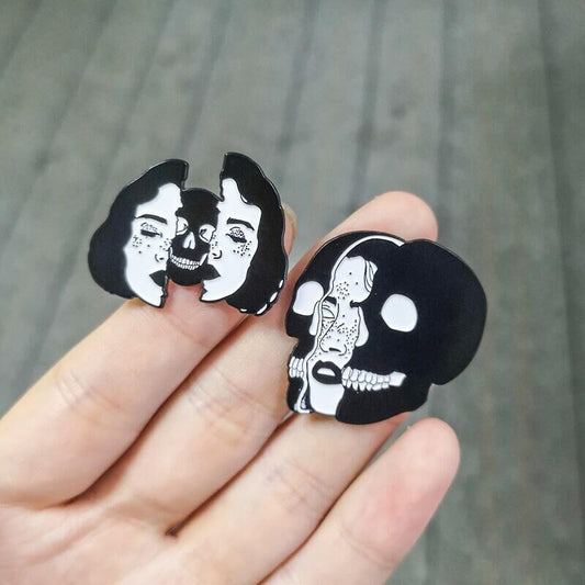 Gothic Skull Face Puzzle Lapel Pin