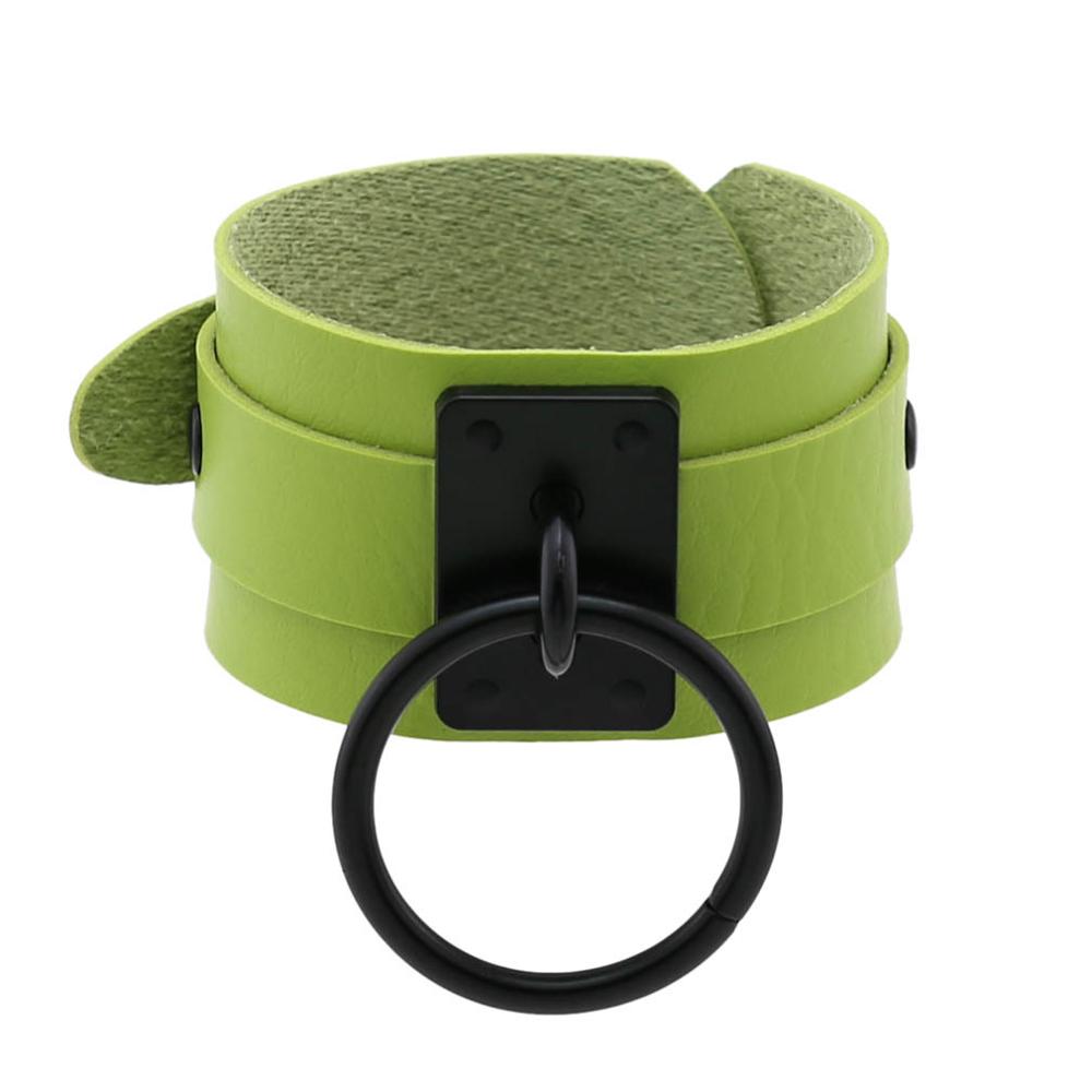 Gothic Leather Wristband with Circle Pendant