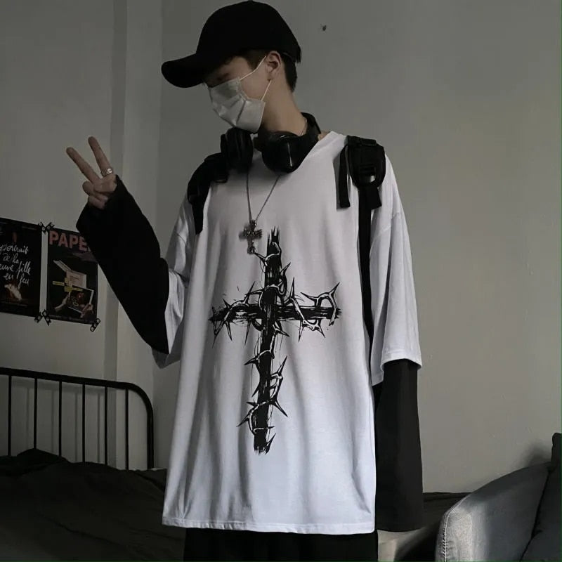Gothic Style T-shirt with Two-Piece Design