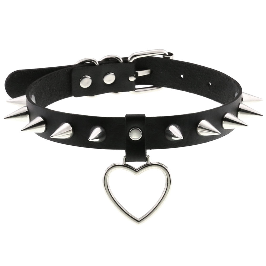 Gothic Choker Strap Necklaces with Multiple Spike and Pendant Designs