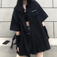 Gothic Korean  Loose BF Shirt and Skirt Set
