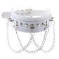 Gothic White Leather Choker Necklace with Multiple Spikes and Pendant Designs