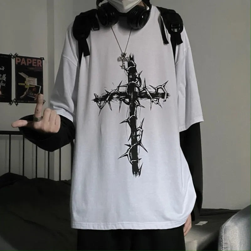 Gothic Style T-shirt with Two-Piece Design