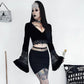 Gothic Style Flare Sleeve Tee with Lace Trim: Embrace gothic style with this flare sleeve tee adorned with lace trim for a touch of romance.