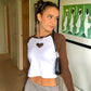 Gothic Heart Embroidery Crop Top