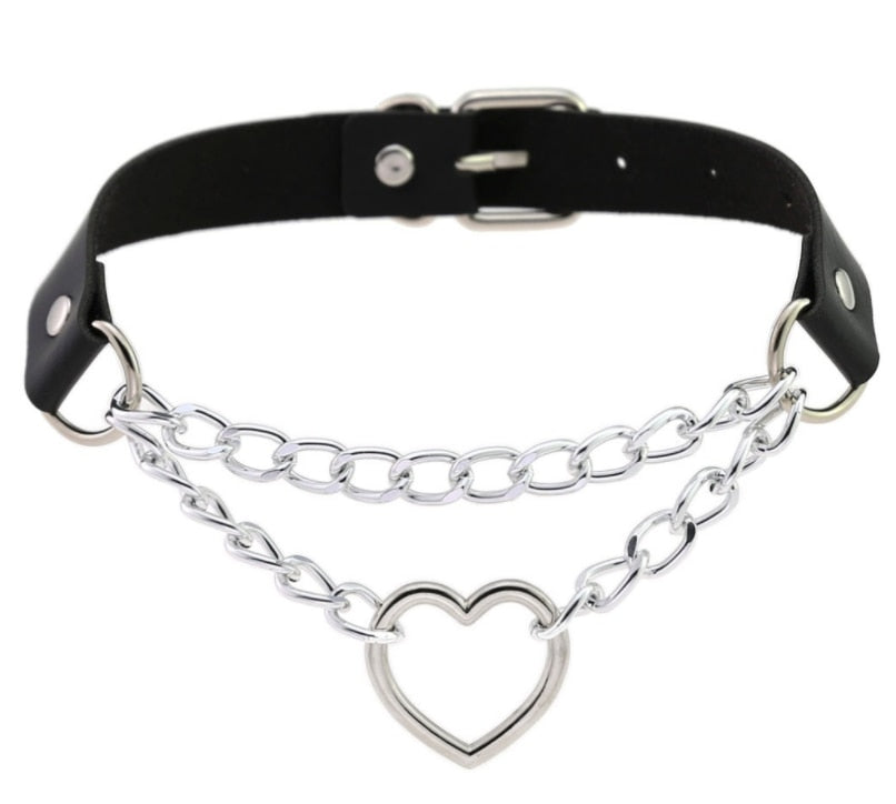 Heart chain Choker Goth