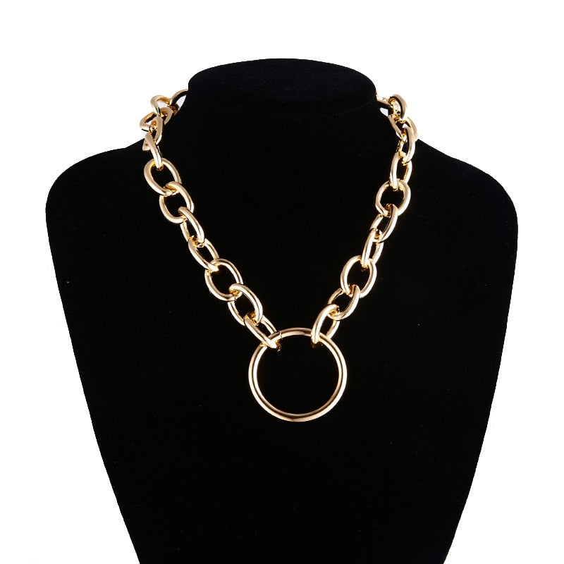 Gothic Choker Necklace - Chunky Chain with Multiple Pendant Options