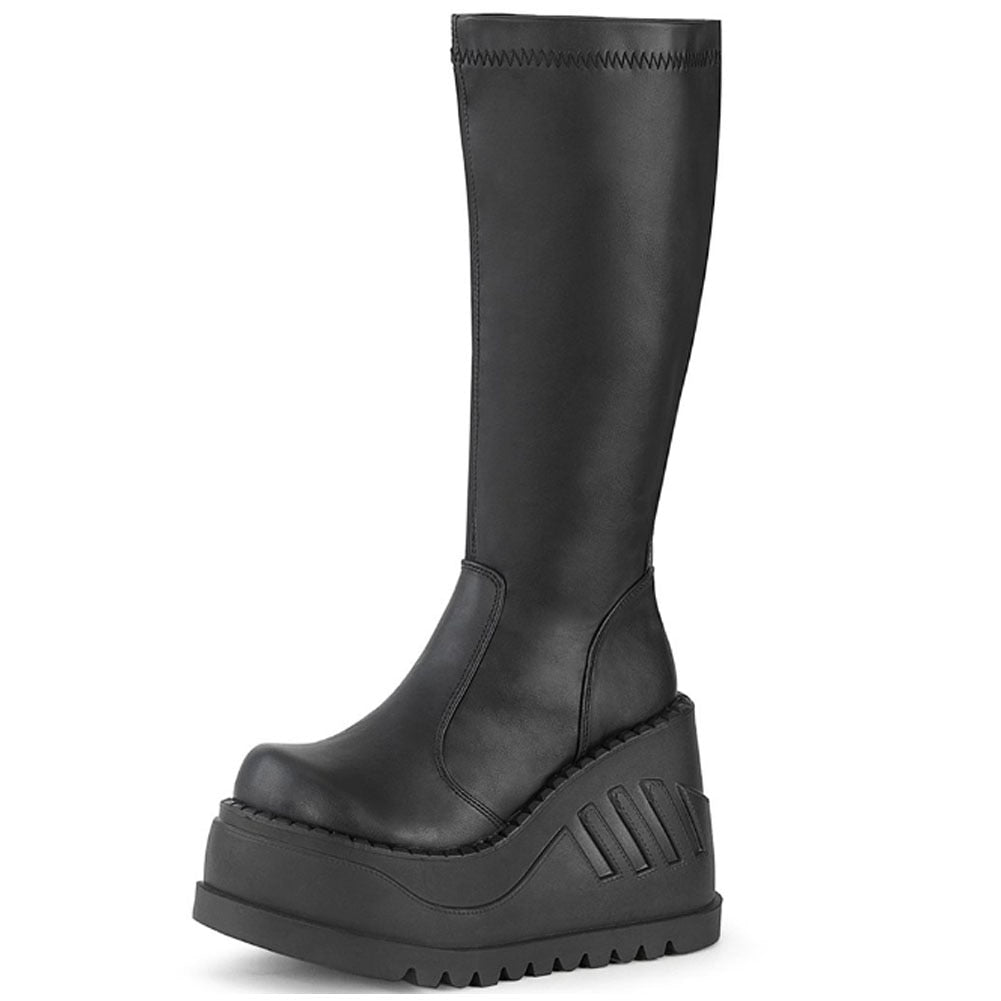 Gothic Punk Thigh High Wedge Boots with Platform