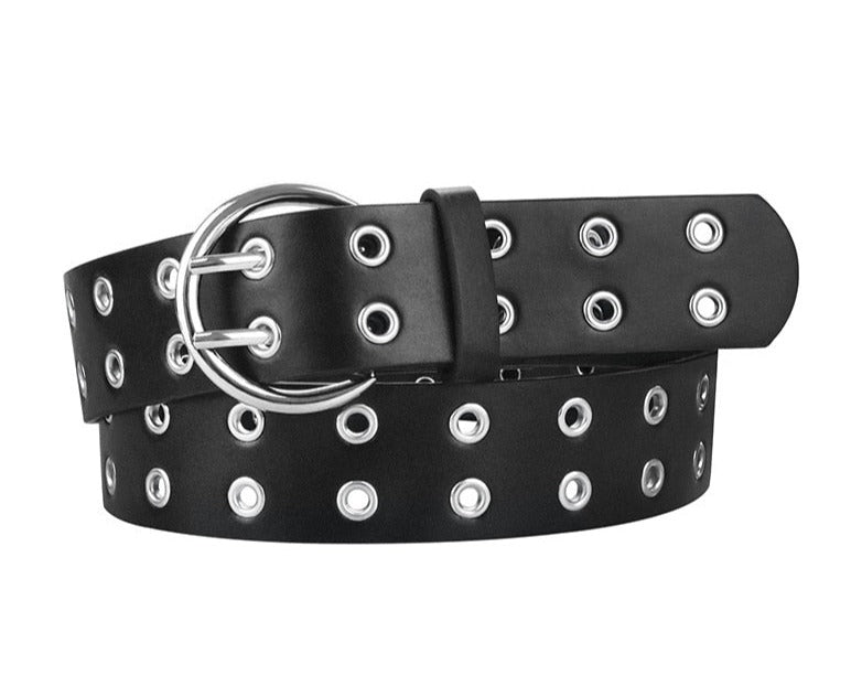 Gothic Leather Waist Belts with Double Pin Buckle