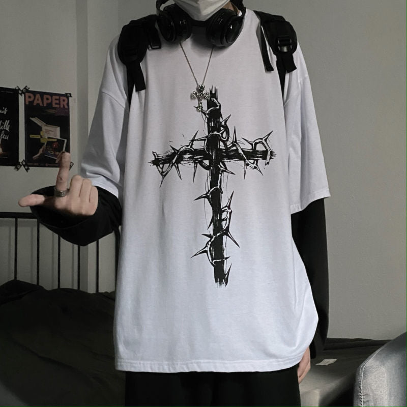 Gothic Style T-shirt with Two-Piece Design