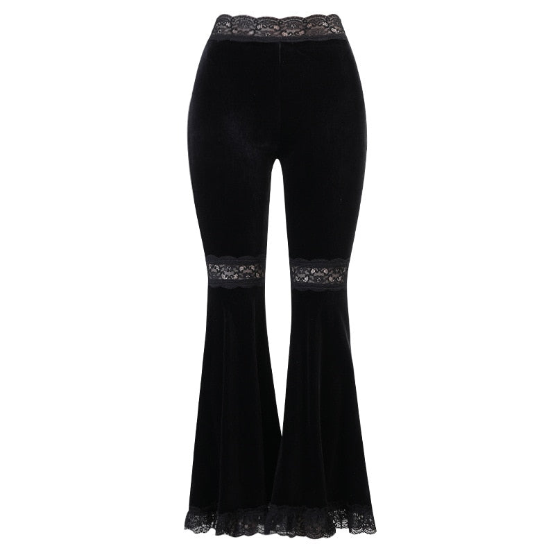 Gothic Patchwork Lace Flare Pants