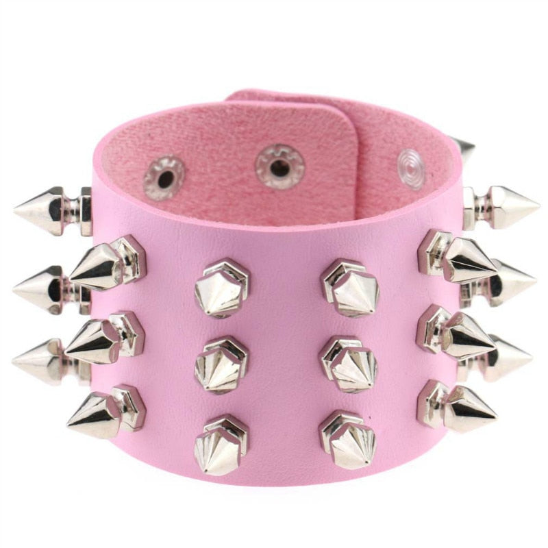 Gothic Black Leather Wristband