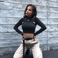 Gothic Korean Style Buckle Women Turtleneck Sleeve T Shirt - Fashion-forward and Uniquely Designed