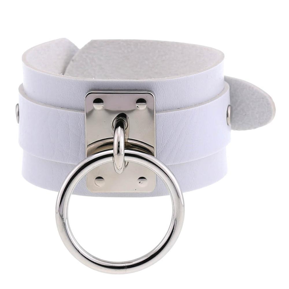 Emo Gothic Leather Wristband with Metal Pendant