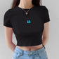 Bold and Unique Blue Butterfly Print Crop Top with Gothic Style
