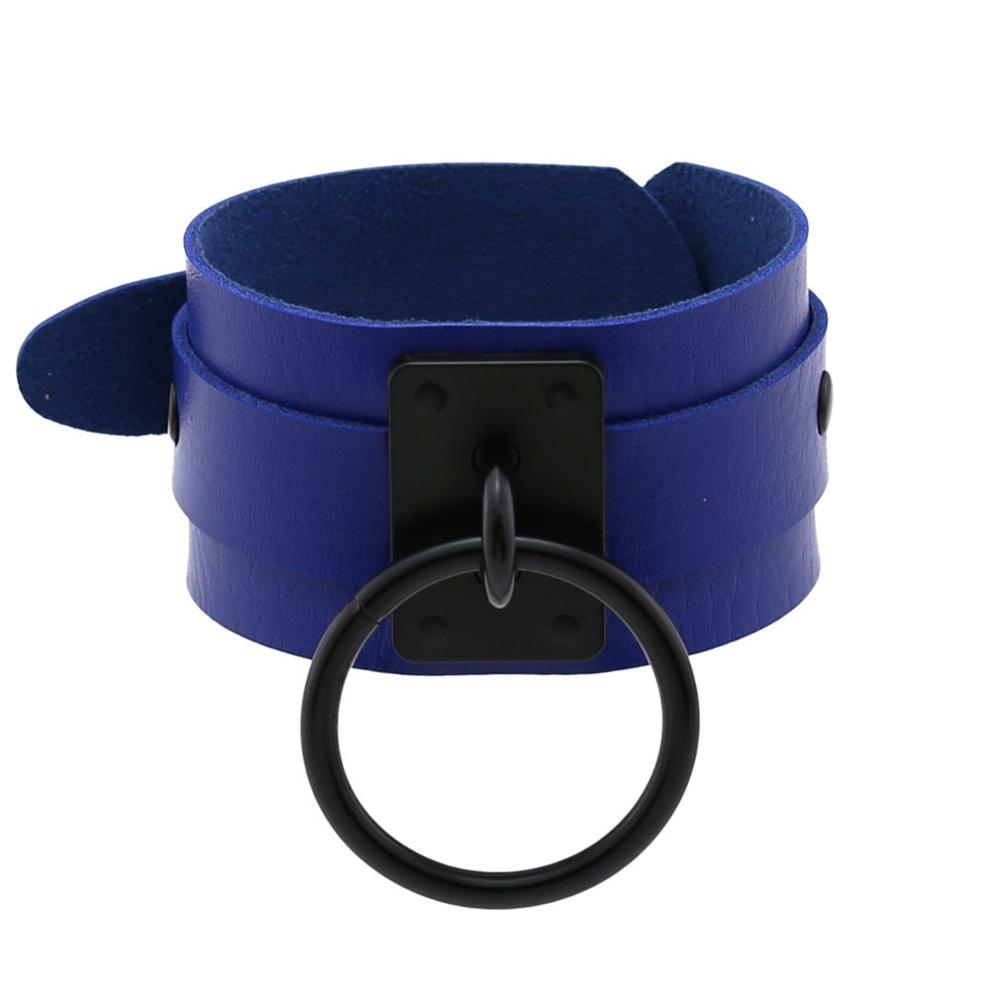Gothic Leather Wristband with Circle Pendant