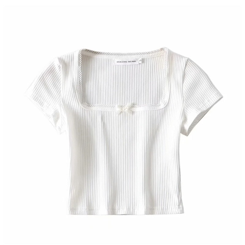 Korean Crop Top Wth Bow Tie
