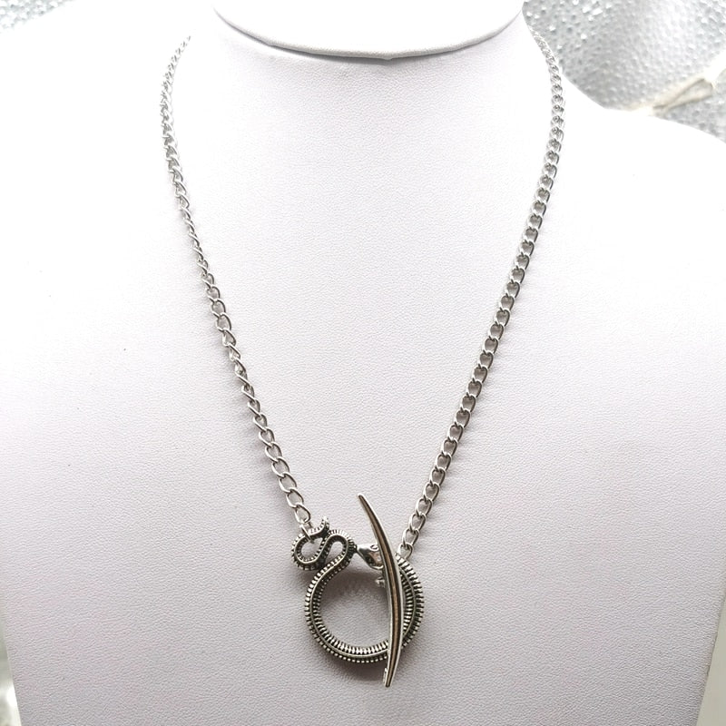 Gothic Moon and Snake Choker Necklace Pendant