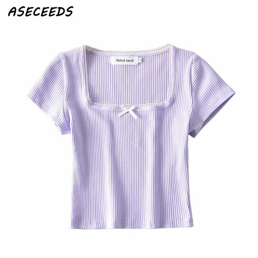 Korean Crop Top Wth Bow Tie