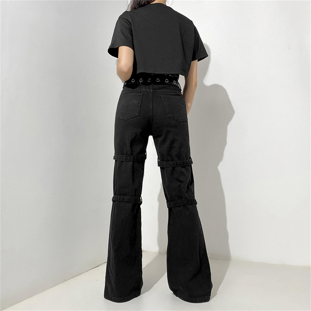 Eyelet Buckle Cyber Punk Baggy Jeans Y2K