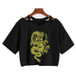 Gothic Streetwear Crop Top With Dragon
