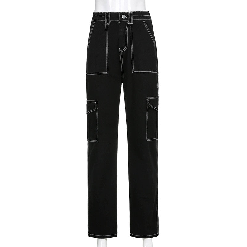 Gothic Grunge Black Jeans for Women