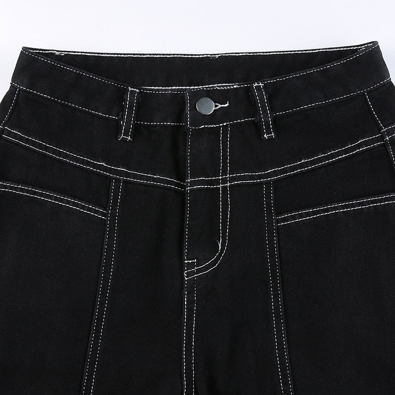 Gothic Grunge Black Jeans for Women