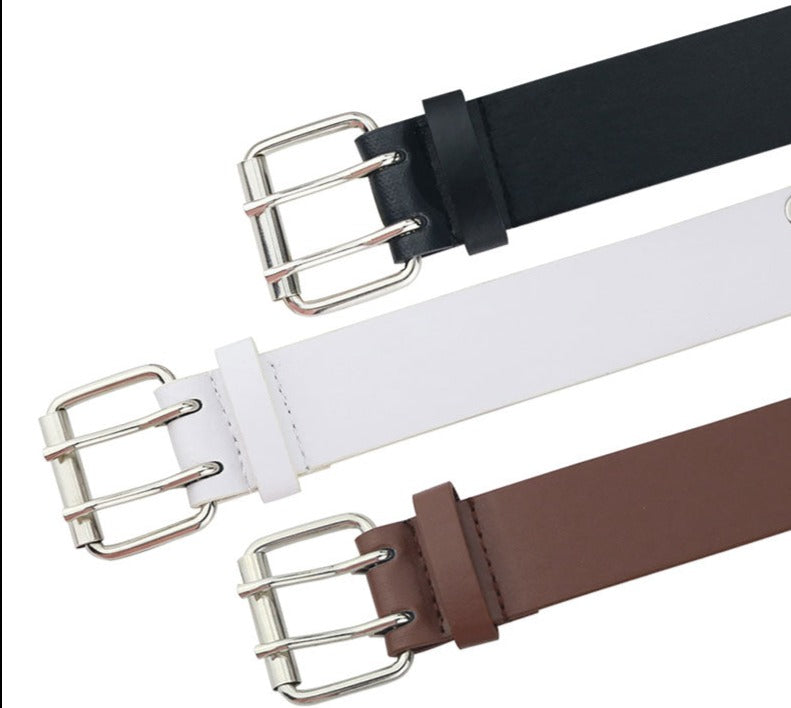Gothic Leather Waist Belts with Double Pin Buckle