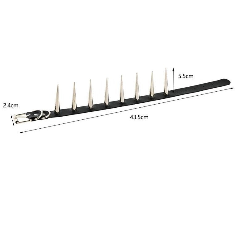 Gothic Long Spike Choker Necklace with Rivets