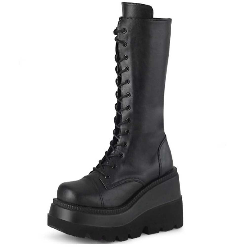 Gothic Punk Thigh High Wedge Boots with Platform