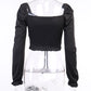 Gothic Black V-neck Crop Top