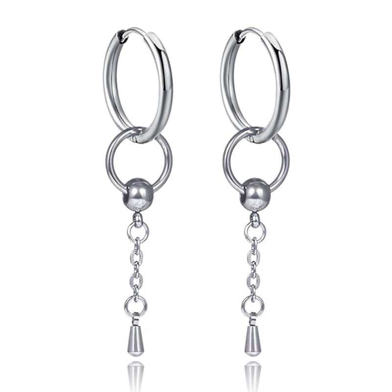 Gothic Chain Hoop Earrings with Multiple Pendant Designs