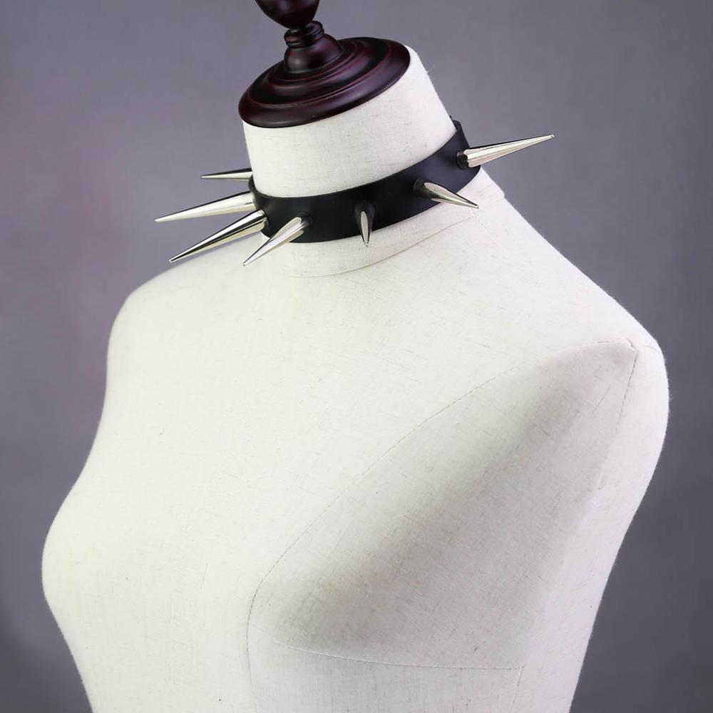 Gothic Choker Necklace - Big Long Spikes with Rivets