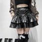 Punk Style PU Leather Mini Skirt with Lace Up Bandage
