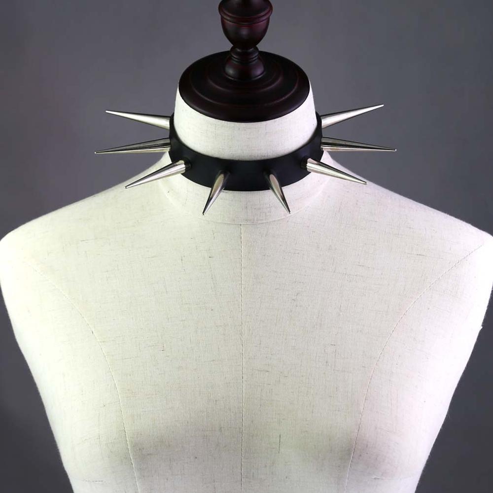 Gothic Choker Necklace - Big Long Spikes with Rivets