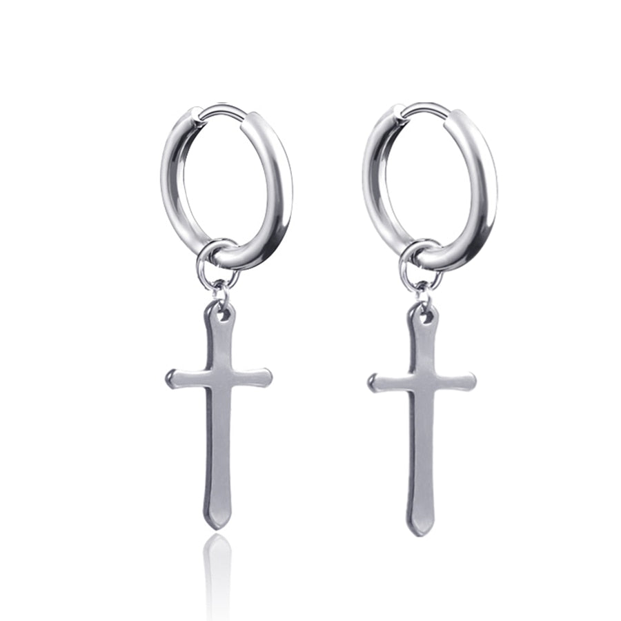 Gothic Chain Hoop Earrings with Multiple Pendant Designs